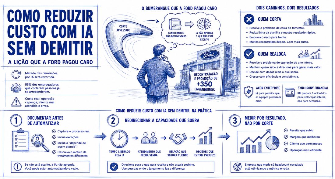 Como reduzir custo com IA sem demitir (a lição que a Ford pagou caro)
